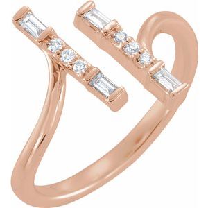 14K Rose 1/6 CTW Diamond Double Bar Ring - Siddiqui Jewelers