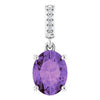 14K White 9x7 mm Oval Amethyst and .03 CTW Diamond Pendant-Siddiqui Jewelers