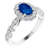 14K White Chatham® Created Blue Sapphire & 3/8 CTW Diamond Ring - Siddiqui Jewelers