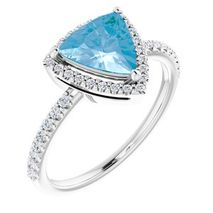 14K White Swiss Blue Topaz & 1/4 CTW Diamond Halo-Style Ring - Siddiqui Jewelers