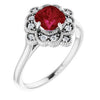 14K White Chatham® Lab-Created Ruby & .08 CTW Diamond Ring - Siddiqui Jewelers