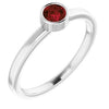 Rhodium-Plated Sterling Silver 4 mm Round Imitation Mozambique Garnet Ring - Siddiqui Jewelers