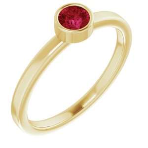 14K Yellow 4 mm Round Ruby Ring-Siddiqui Jewelers