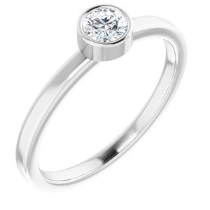 Rhodium-Plated Sterling Silver 4 mm Round Imitation Diamond Ring-Siddiqui Jewelers