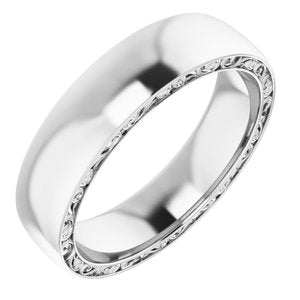 14K White 6 mm Sculptural  Band Size 10 - Siddiqui Jewelers