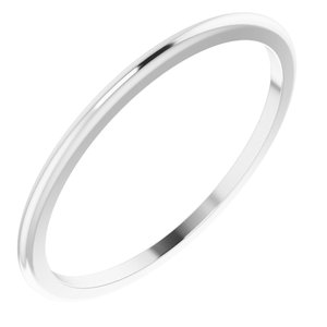 18K White 1 mm Half Round Band Size 6 - Siddiqui Jewelers