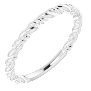 14K White Stackable Rope Ring Siddiqui Jewelers