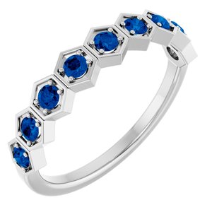 Platinum Lab-Grown Blue Sapphire Stackable Ring    Siddiqui Jewelers