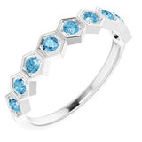 14K White 3/8 CTW Blue Lab-Grown Diamond Stackable Ring - Siddiqui Jewelers