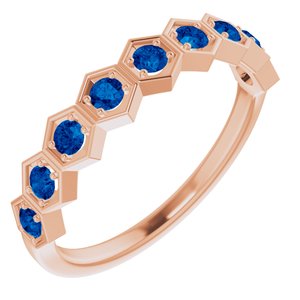 14K Rose Blue Sapphire Stackable Ring - Siddiqui Jewelers