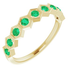 14K Yellow Emerald Stackable Ring - Siddiqui Jewelers