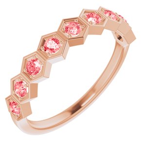 14K Rose 3/8 CTW Pink Lab-Grown Diamond Stackable Ring - Siddiqui Jewelers