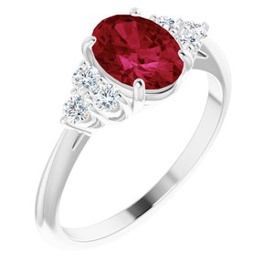 Platinum Lab-Grown Ruby & 1/6 CTW Diamond Ring-Siddiqui Jewelers