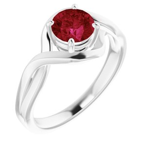 14K White Chatham® Lab-Created Ruby Ring - Siddiqui Jewelers