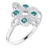 14K White Alexandrite & 1/6 CTW Diamond Clover Ring - Siddiqui Jewelers