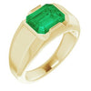 14K Yellow Chatham® Created Emerald Men's Solitaire Ring - Siddiqui Jewelers
