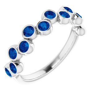 14K White Chatham® Created Blue Sapphire Bezel-Set Ring - Siddiqui Jewelers