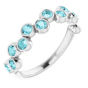 14K White Blue Zircon Bezel-Set Ring - Siddiqui Jewelers