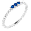 Sterling Silver Chatham®Lab-Created Blue Sapphire Beaded Ring - Siddiqui Jewelers