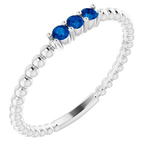 Sterling Silver Chatham®Lab-Created Blue Sapphire Beaded Ring - Siddiqui Jewelers