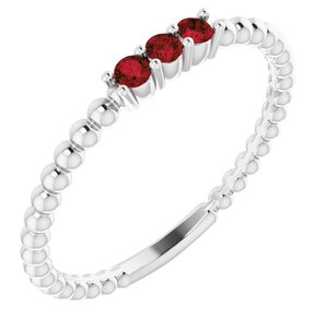 Sterling Silver Mozambique Garnet Beaded Ring        	 -Siddiqui Jewelers