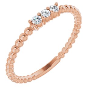14K Rose 1/10 CTW Diamond Beaded Ring-Siddiqui Jewelers