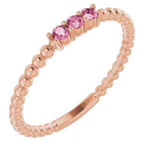 14K Rose Pink Tourmaline Beaded Ring - Siddiqui Jewelers