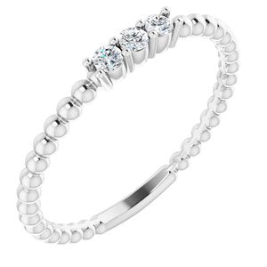 14K White 1/10 CTW Diamond Beaded Ring-Siddiqui Jewelers