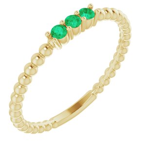 14K Yellow Lab-Grown Emerald Beaded Ring-Siddiqui Jewelers