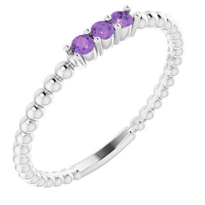 14K White Amethyst Beaded Ring       	 -Siddiqui Jewelers