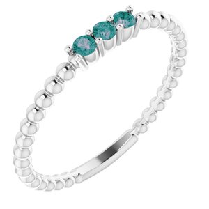 14K White Alexandrite Beaded Ring - Siddiqui Jewelers