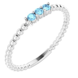 14K White Aquamarine Beaded Ring      	 -Siddiqui Jewelers