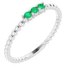 Sterling Silver Chatham®Lab-Created Emerald Beaded Ring - Siddiqui Jewelers