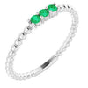 14K White Emerald Beaded Ring - Siddiqui Jewelers