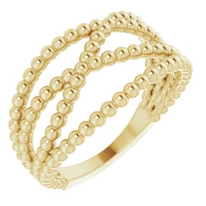 14K Yellow Beaded Criss-Cross Ring - Siddiqui Jewelers