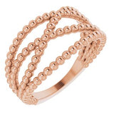 14K Rose Beaded Criss-Cross Ring - Siddiqui Jewelers