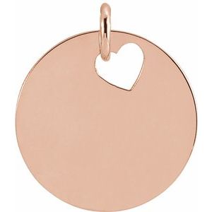 14K Rose Pierced Heart 15 mm Disc Pendant-Siddiqui Jewelers
