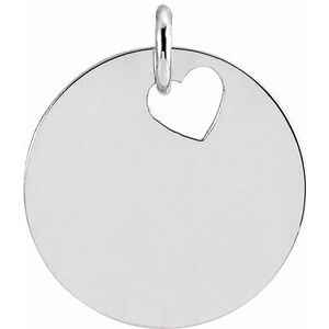 14K White Pierced Heart 15 mm Disc Pendant-Siddiqui Jewelers