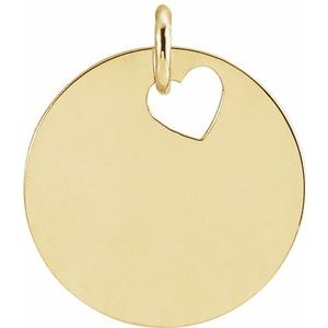 14K Yellow Pierced Heart 15 mm Disc Pendant-Siddiqui Jewelers