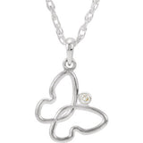 Sterling Silver .025 CTW Diamond Butterfly 18" Necklace - Siddiqui Jewelers
