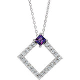 14K White Amethyst & 3/8 CTW Diamond 16-18" Necklace - Siddiqui Jewelers