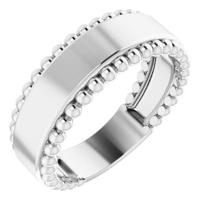 14K White Engravable Beaded Ring-Siddiqui Jewelers
