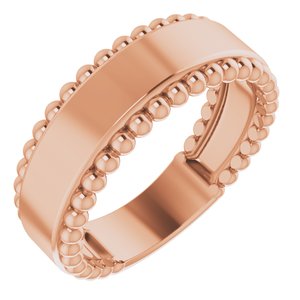 14K Rose Engravable Beaded Ring - Siddiqui Jewelers