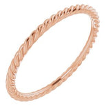 14K Rose 1.5 mm Skinny Rope Band Size 8-Siddiqui Jewelers