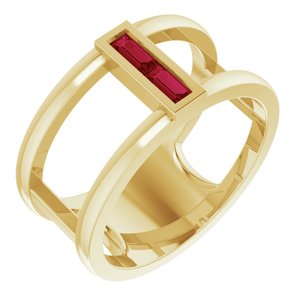 14K Yellow Ruby Baguette Ring - Siddiqui Jewelers