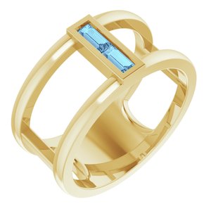 14K Yellow Aquamarine Baguette Ring - Siddiqui Jewelers