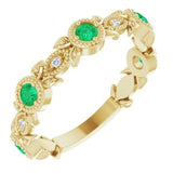 14K Yellow Emerald & .03 CTW Diamond Leaf Ring - Siddiqui Jewelers