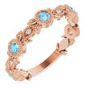 14K Rose Aquamarine & .03 CTW Diamond Leaf Ring - Siddiqui Jewelers