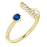 14K Yellow Blue Sapphire & .05 CTW Diamond Bar Ring - Siddiqui Jewelers