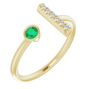 14K Yellow Chatham® Lab-Created Emerald & .05 CTW Diamond Ring - Siddiqui Jewelers